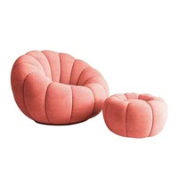 Juego de sofás individuales modernos de lana de cordero estilo calabaza con opciones de color de reposapiés opcionales para uso en la sala de estar