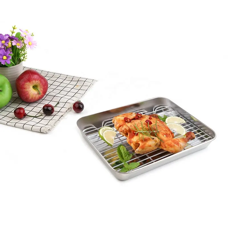 Stainless steel wire metal mesh oven baking tray baking pan baking sheet for chicken and bread