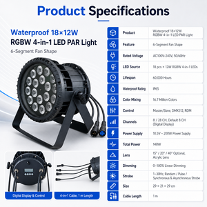 Luz LED PAR RGBW 4 en 1 de 18x10W, DMX512, activada por sonido, para escenario, disponible en Filipinas - Product Image 5