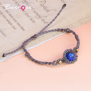 <strong>Unique</strong> Handmade Gemstone Fine <strong>Jewelry</strong> Hippie Tribal Bohemian Micro Macrame Wax Rope Bracelet Vintage Woven Stone Bracelets Gift - Product Image 3