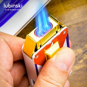 Cenicero de cigarros con diseño de bandera con llama de chorro de <span class=keywords><strong>gas</strong></span>, encendedor de antorchas dobles, juego de regalo 3 en 1 - Product Image 6