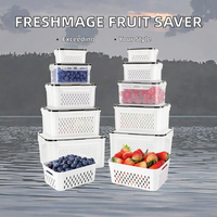 Conteneur de stockage alimentaire hermétique avec passoire amovible, grand format, transparent, compatible lave-vaisselle, organisateur de fruits et légumes pour la cuisine