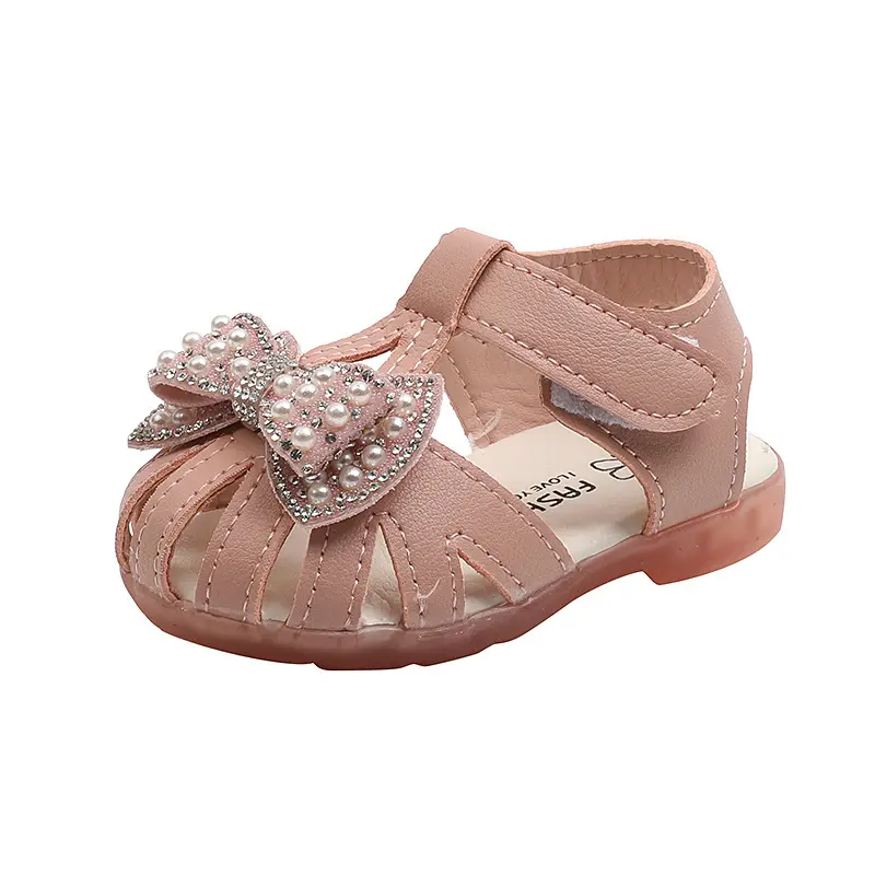 Factory Supply Casual Lovely Outdoor Baby Luxury Flat Sandal Bling Shoes