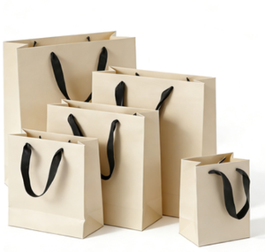 Sacs de courses en papier kraft brun personnalisés avec logo imprimé, poignées en papier couché, sérigraphie pour emballage alimentaire et artisanat – Vente en gros - Product Image 1