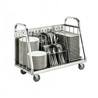 Chariot de collecte de plateaux et de vaisselle en métal pour hôpitaux, restaurants et services de traiteur, avec séparateur