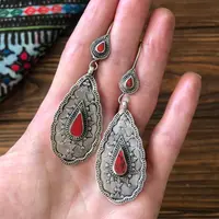 CAOSHI Schmuck Accessoires Mode Ohrringe Silber Indischer Schmuck Vintage Ethnische Boho Long Drop Ohrringe für Frauen Braut Gi