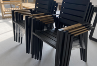 Ensemble de mobilier de jardin moderne pour patio, balcon, chaise avec accoudoirs en aluminium imperméable, ensembles de salle à manger, table de salle à manger d'extérieur, ensemble de 8 chaises empilables