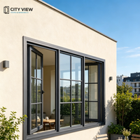 Ventanas Abatibles de Aluminio con Marco Negro, Doble Acristalamiento, Resistentes a Impactos, Estilo Americano Moderno, Aislamiento Térmico con Argón