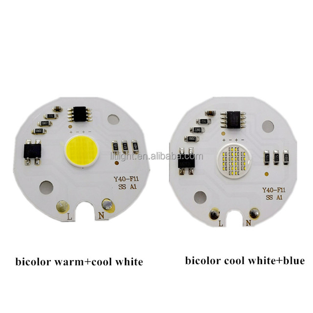 High Voltage 220V AC Free Driver Integrated Light Source Bi-color Warm+cool White White+blue Bicolor Cob Led Chip Driverless 5w