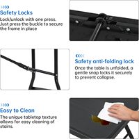 Ensemble de table pliante de pique-nique noire de 6 pieds avec 2 bancs, ensembles de repas portables pour patio, jardin, événements, fêtes, camping