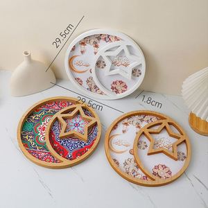 ขายส่งอุปกรณ์ตกแต่งเทศกาลวันอีดมูบารัค ปี 2025 ถาดไม้รูปดาวและพระจันทร์ จานมุสลิม ของตกแต่งรอมฎอน - Product Image 2