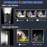 Lampe torche portable USB rechargeable en ABS, 5W, 800 lumens, 6000K, lumière du jour, faisceau de 200M, tactique, camping en plein air