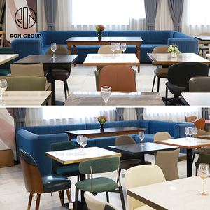 Asientos de sofá de terciopelo en forma de U de lujo, juegos de sillas de mesa de madera personalizados para cafeterías comerciales, hoteles, restaurantes para uso en cafeterías - Product Image 3