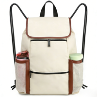Sac de sport de luxe grande taille, sac à dos à cordon, fermeture éclair étanche, poches en maille, bandoulière arquée, portable pour femmes et hommes