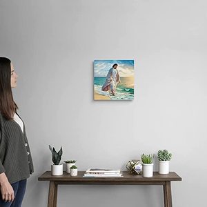 Dipinti cristiani gesù cammina sull'acqua con cristo accanto a Me la preghiera del signore su tela Wall Art - Product Image 2
