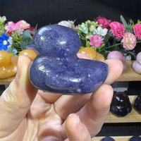 Mini canard en cristal sculpté en pierres précieuses mélangées en gros à vendre