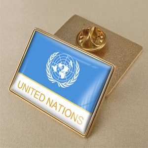 Spilla Personalizzata Bandiera Nazioni Unite Placcata Oro, Distintivo a Cupola Smaltato, Serie Bandiere del Mondo, Oggetto da Collezione Artistico, OEM ODM - Product Image 4
