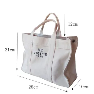 Tùy Chỉnh Cotton Tự Nhiên Công Suất Lớn Bông Vải Mua Sắm Túi Tote