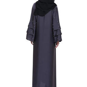 Ensemble d'abaya élégante à manches longues pour femmes musulmanes Design de base Vêtements de sport quotidiens Robe col grande taille respirant - Product Image 6