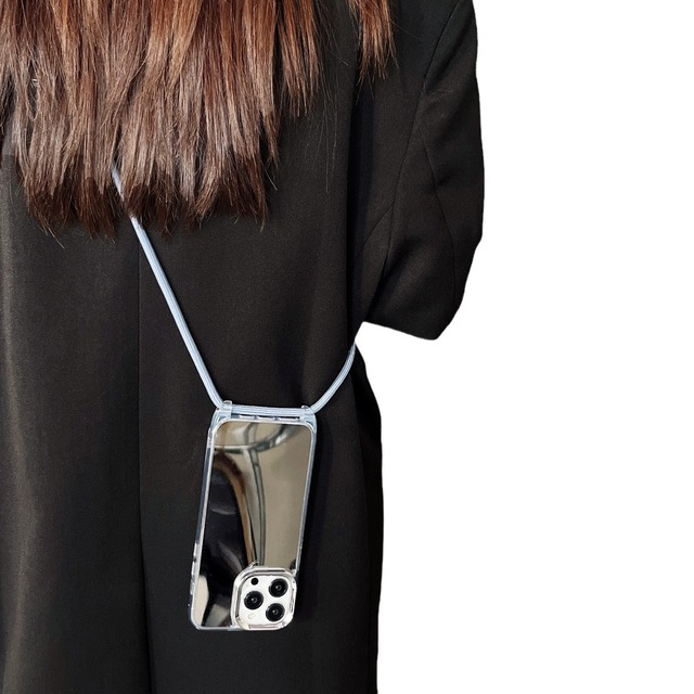 Women Girls Mirror Crossbody Lanyard Phone Case for iPhone 16 Makeup Mobile Phone Case Cover for iPhone 16 Pro Max