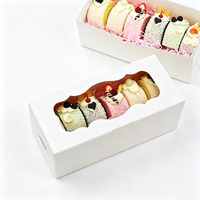 Boîtes à gâteaux roulés personnalisées OEM/ODM, boîtes d'emballage jetables blanches pour boulangerie avec fenêtre ondulée