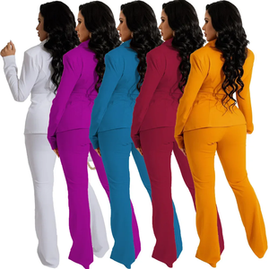 Pantaloni giacca S-2XL abiti alla moda da <span class=keywords><strong>donna</strong></span> abiti da <span class=keywords><strong>donna</strong></span> abiti da ufficio con scollo a V e pantaloni larghi due pezzi Set <span class=keywords><strong>abbigliamento</strong></span> <span class=keywords><strong>donna</strong></span> - Product Image 6