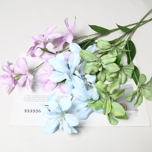 Lichao Artificial Flame Orchid 7 Heads <b>Silk</b> <b>Flower</b> For Wedding Home Garden Decoration - Product Image 1