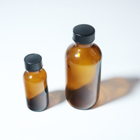 Botol Isi Ulang Silinder Anti UV Amber 30-150ml dengan Tutup Hitam Kedap Udara dan Pipet, Wadah Kaca Portabel untuk Minyak Esensial