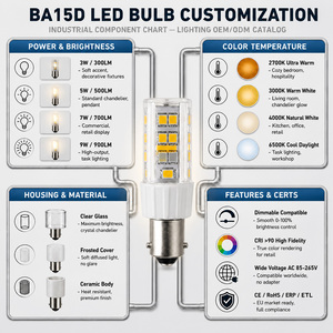 Ampoule de navigation marine LED BA15D BAY15D 5W AC 120V 450-500LM 45LED Sanan 2835 PC Céramique Dimmable CE ETL RoHS 15000H - Product Image 3