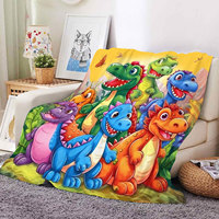 Fabrik-Großhandel Maßgefertigte Bunte Niedliche Dinosaurier 3D-Gedruckte Flanell-Plüschdecke Weiche Flauschige Fleece-Wurfdecken
