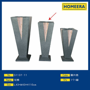 Grande interno moderno vaso in fibra di vetro finitura decorativa L43xW43xH110cm - Product Image 1