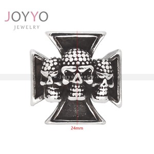 Fabrik preis Gothic Rock Drei Schädel Kreuz <span class=keywords><strong>Ring</strong></span> Herren tragen Edelstahl Biker Ringe Halloween Schmuck <span class=keywords><strong>Ring</strong></span> - Product Image 6