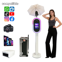 Photomaton portable haut de gamme pour iPad avec boîtier de transport, lumières LED RGB à changement de couleur, machine de photomaton pour mariages et fêtes
