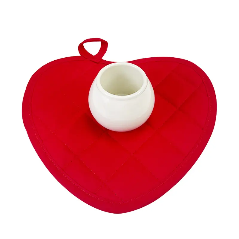 New Design Heart shaped Non-slip Heat-insulating Scald Proof Kitchen Linen Chinese Cup Mat