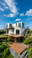 Villa conteneur de luxe entièrement personnalisée, en kit, avec panneaux sandwich, pour usage résidentiel, bureau, atelier ou hôtel