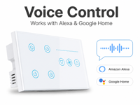 Interrupteur intelligent pour ventilateur et éclairage OCY 4 Gang 10A Zigbee WiFi avec panneau en verre pour application et commande à distance Alexa Smart Home