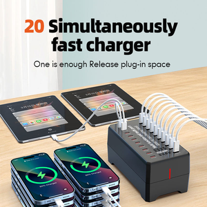 <span class=keywords><strong>Cargador</strong></span> Rápido GaN PD <span class=keywords><strong>de</strong></span> 400W y 20 Puertos, Estación <span class=keywords><strong>de</strong></span> Carga USB C <span class=keywords><strong>Tipo</strong></span>-C <span class=keywords><strong>de</strong></span> Escritorio <span class=keywords><strong>de</strong></span> 20W para Teléfono y Tablet, Venta al Por Mayor - Product Image 2