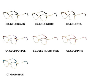 Thời Trang Kim Loại Khung Kính Quang Học Màu Xanh Ray Cắt Kính Máy Tính Phụ Nữ Chống Màu Xanh Ngăn Chặn Ánh Sáng Kính Cho Bảo Vệ Mắt - Product Image 5