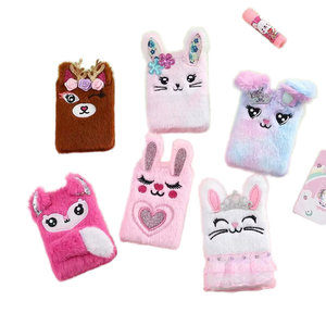 Carnet de notes thermique à couverture pelucheuse motif chat, licorne, renard, mignon, pour filles, <span class=keywords><strong>Kawaii</strong></span>, avec chats en fourrure, agenda quotidien, journal, bloc-notes, papeterie - Product Image 1