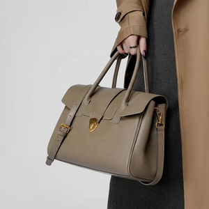 <span class=keywords><strong>Bolso</strong></span> de Cuero Encerado Vintage para <span class=keywords><strong>Mujer</strong></span>, 30cm, <span class=keywords><strong>Bolso</strong></span> Bandolera de Oficina con Cierre Metálico, OEM ODM - Product Image 3