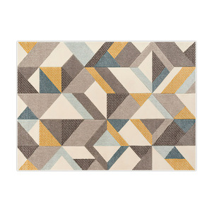 พรมพื้นที่ลายเรขาคณิตสไตล์นอร์ดิก รูปทรงสี่เหลี่ยมผืนผ้า ใยโพลีเอสเตอร์ ตกแต่งบ้าน ห้องนั่งเล่น ห้องนอน พรมปูพื้นโซฟา H-025-14 - Product Image 1