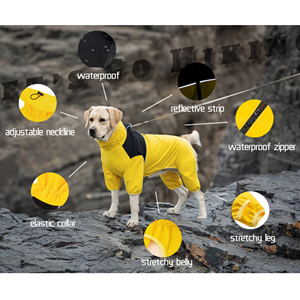 Escote ajustable pecho 4 piernas grande mascota lluvia perro ropa chaqueta Poncho reflectante a prueba de viento impermeable lluvia abrigo <span class=keywords><strong>para</strong></span> <span class=keywords><strong>perros</strong></span> - Product Image 2