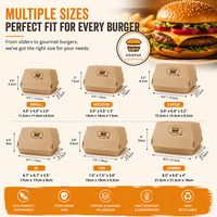 Boîte à hamburger personnalisée en papier kraft, emballage pour hamburger, emballage à emporter, nourriture à emporter, fast-food, boîte à frites, boîte à poulet avec logo HONPAK