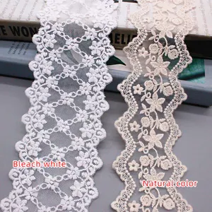 Hot Selling Cotton White Embroidery Lace Ribbon For Your Lace Trim For Dress Mesh Lace
