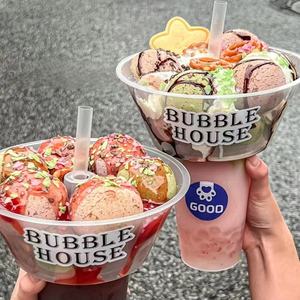 Fábrica Novo Produto Para Levar Frutas Frango Frito Snack Top Tigela Pp 2 em 1 90/95Mm Bebida Plástica para Cola Bebida Fria - Product Image 3