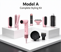 Brosse Soufflante Personnalisable à 3 Réglages de Température, Peigne Lissant et Bouclant, Kit d'Outils de Coiffure Multifonctionnel 7-en-1, Sèche-Cheveux