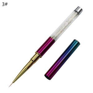 Pinceau ultra-fin pour nail art 7mm 9mm 11mm, stylo plat en nylon pour dessin, manche en strass, outil de manucure pour salon, peinture au gel - Product Image 6