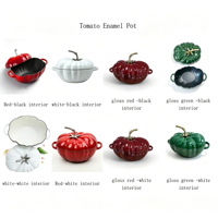 Cocotte en fonte émaillée en forme de tomate 2,22 QT, compatible four et induction, pour cuisine et cuisson