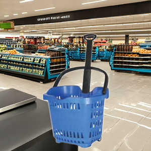 Vente en gros chariot à roulettes en plastique durable Panier à provisions à roulettes pour supermarché - Product Image 2