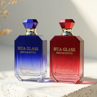 Flacons de parfum octogonaux en verre transparent de qualité supérieure, 30/50/100 ml, avec bouchon rond marbré, parfum, service OEM